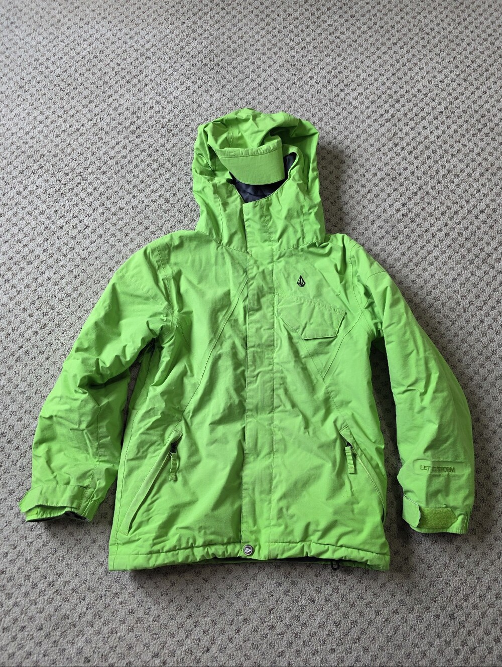 Volcom Kids Neon Lime Hooded Ski Jacket